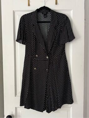 MSK Black Polka Dot Short Sleeve Romper Size M
